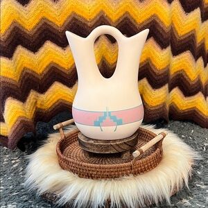 Southwestern Style Cream and Pink Vase